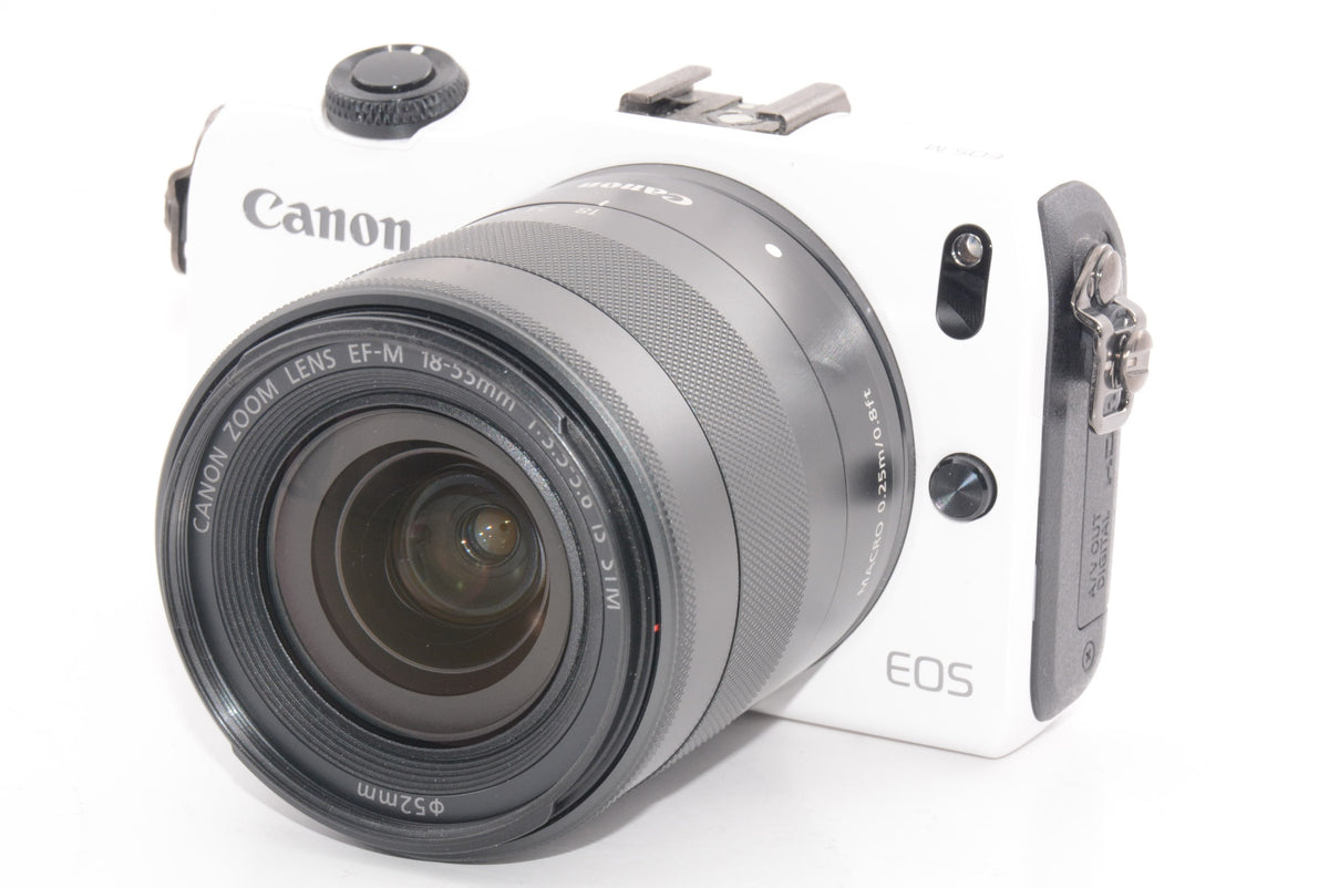 【外観特上級】Canon ミラーレス一眼カメラ EOS M レンズキット EF-M18-55mm F3.5-5.6 IS STM付属 ホワイト EOSMWH-18-55ISSTMLK