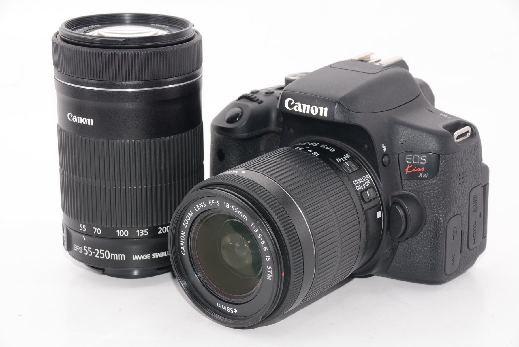 【外観特上級】Canon デジタル一眼レフカメラ EOS Kiss X8i ダブルズームキット EF-S18-55mm/EF-S55-250mm 付属 EOSKISSX8I-WKIT