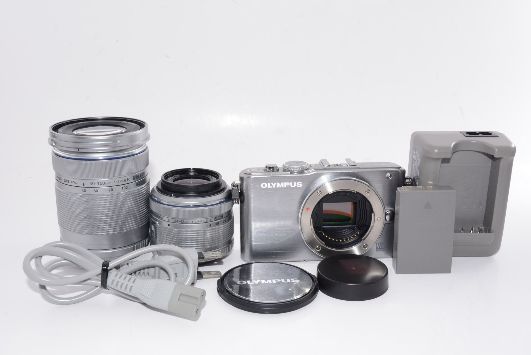【外観特上級】OLYMPUS ミラーレス一眼 PEN Lite E-PL3 ダブルズームキット シルバー E-PL3 DZKIT SLV