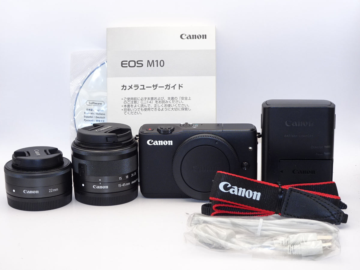 【外観並級】Canon EOS M10 ダブルレンズキットブラック15-45mm F3.5-6.3 IS STM/22mm F2 STM