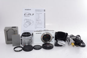 【外観並級】OLYMPUS ミラーレス一眼 PEN Lite E-PL3 レンズキット ホワイト E-PL3 LKIT WHT
