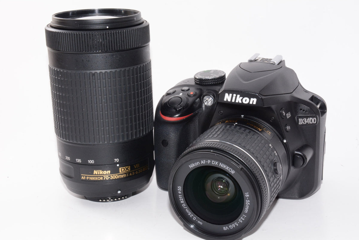 【外観並級】Nikon デジタル一眼レフカメラ D3400 ダブルズームキット ブラック D3400WZBK