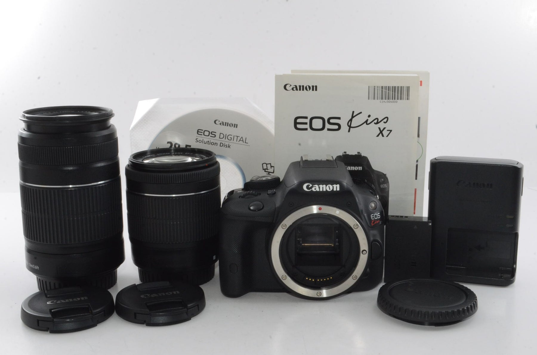 【外観並級】Canon デジタル一眼レフカメラ EOS Kiss X7 ダブルズームキット EF-S18-55ｍｍ/EF-S55-250ｍｍ付属 KISSX7-WKIT