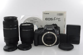 【外観並級】Canon デジタル一眼レフカメラ EOS Kiss X7 ダブルズームキット EF-S18-55ｍｍ/EF-S55-250ｍｍ付属 KISSX7-WKIT