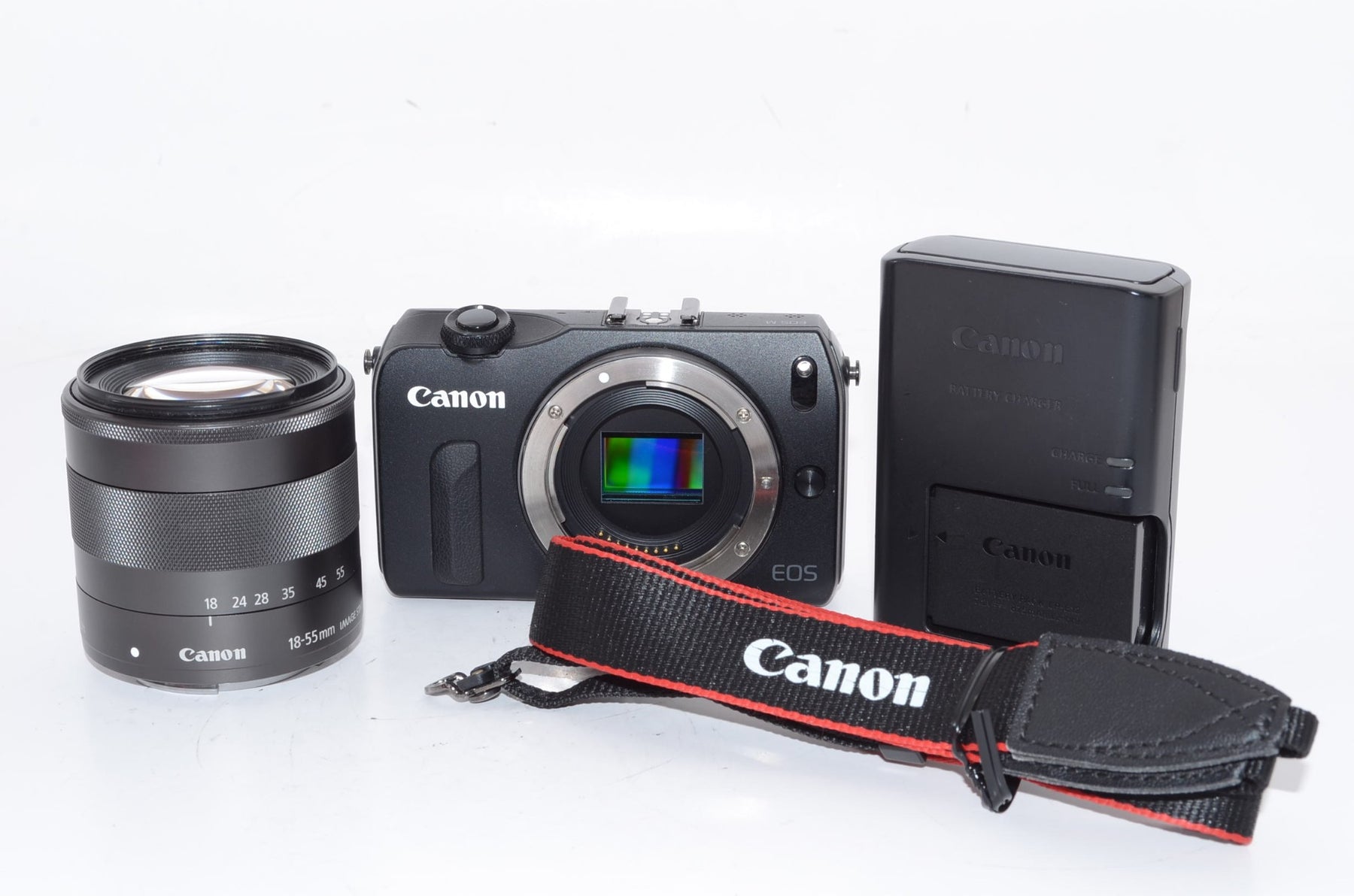 【外観特上級】Canon ミラーレス一眼カメラ EOS M レンズキット EF-M18-55mm F3.5-5.6 IS STM付属 ブラック EOSMBK-18-55ISSTMLK