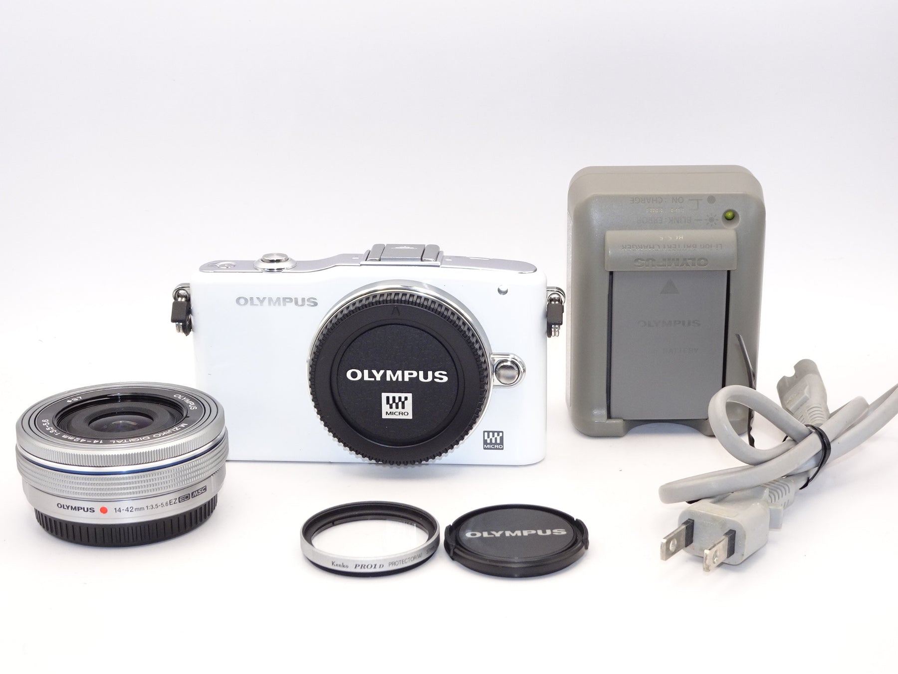 【外観並級】OLYMPUS ミラーレス一眼 PEN mini E-PM1 レンズキット ホワイト E-PM1 LKIT WHT