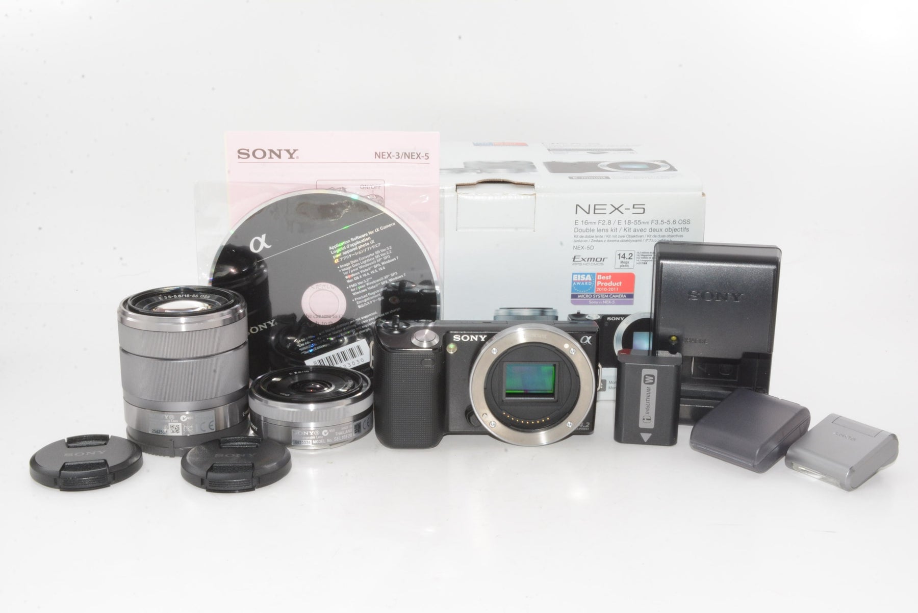 【外観特上級】SONY ミラーレス一眼 α NEX-5  16mm F2.8+18-55mm F3.5-5.6