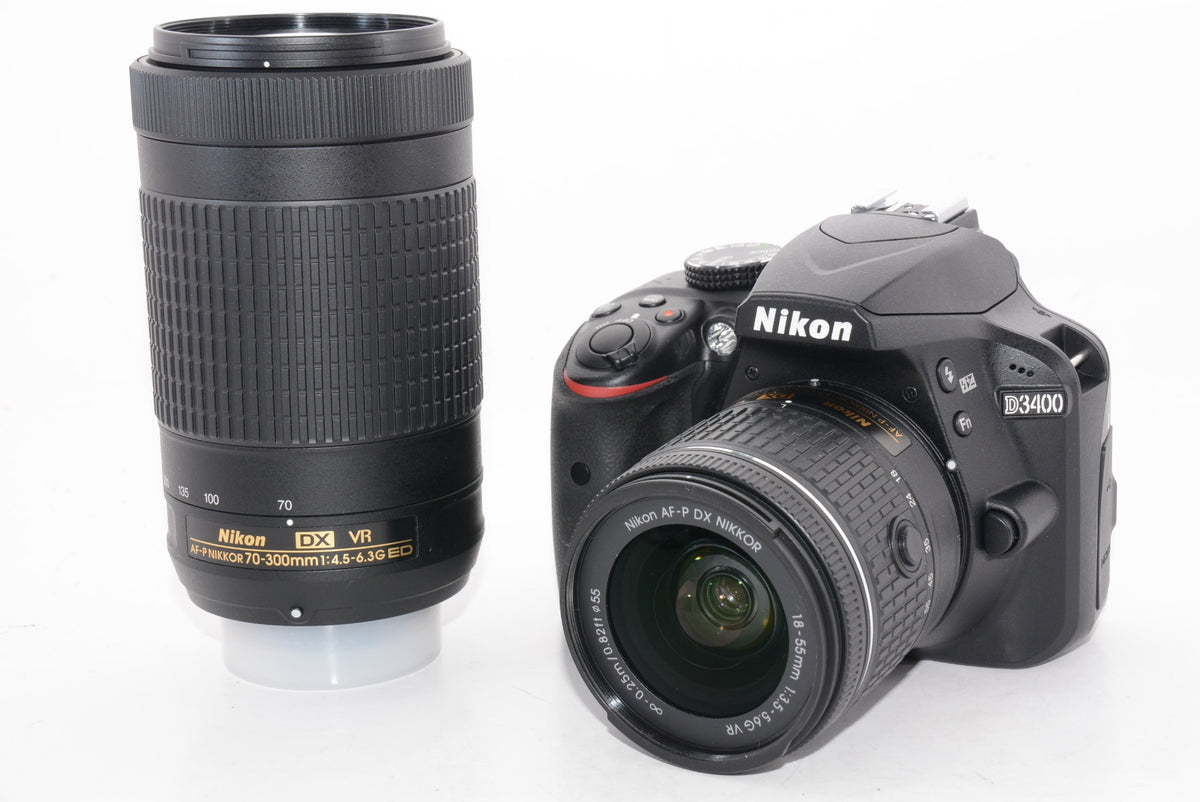 【ほぼ新品】Nikon デジタル一眼レフカメラ D3400 ダブルズームキット ブラック D3400WZBK