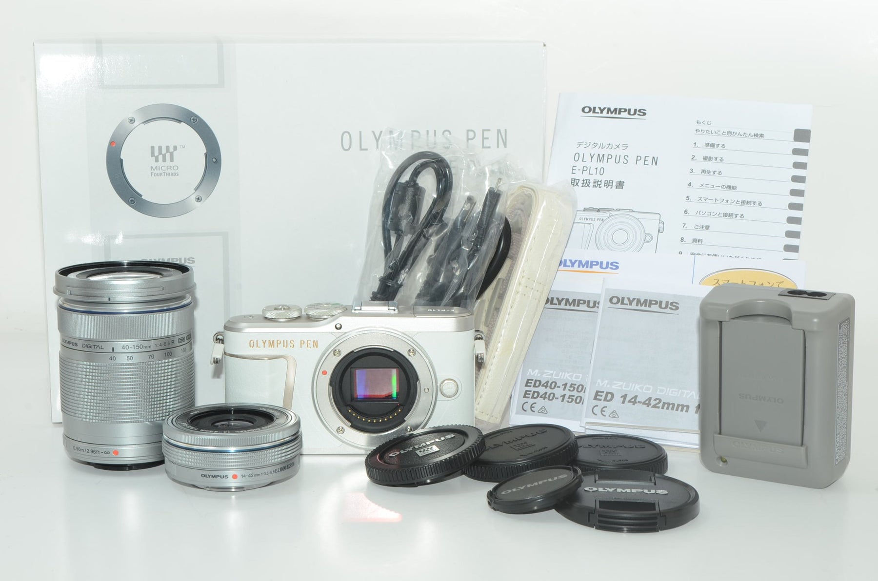 【外観特上級】OLYMPUS ミラーレス一眼カメラ PEN E-PL10 EZダブルズームキット ホワイト