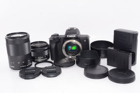 【外観特上級】Canon ミラーレス一眼カメラ EOS Kiss M ダブルズームキット ブラック