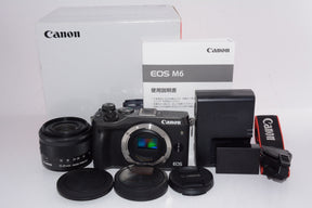 【外観特上級】Canon ミラーレス一眼カメラ EOS M6 レンズキット(ブラック) EF-M15-45mm F3.5-6.3 IS STM 付属 EOSM6BK-1545ISSTMLK
