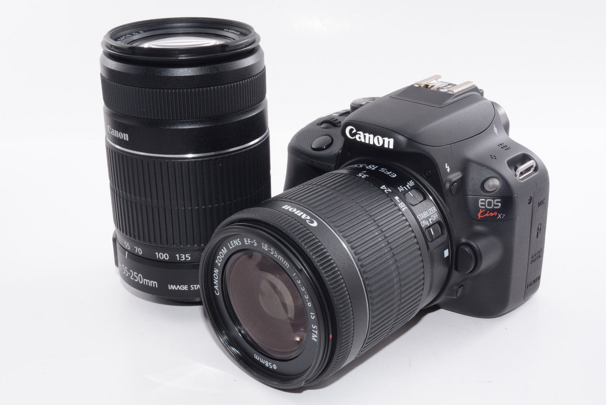 【外観並級】Canon デジタル一眼レフカメラ EOS Kiss X7 ダブルズームキット EF-S18-55ｍｍ/EF-S55-250ｍｍ付属 KISSX7-WKIT