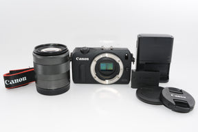 【外観並級】Canon ミラーレス一眼カメラ EOS M レンズキット EF-M18-55mm F3.5-5.6 IS STM付属 ブラック EOSMBK-18-55ISSTMLK
