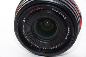 【外観特上級】PENTAX リミテッドレンズ 薄型広角単焦点レンズ HD PENTAX-DA21mmF3.2AL Limited ブラック Kマウント APS-Cサイズ 21410
