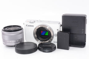 【外観並級】Canon ミラーレス一眼カメラ EOS M10 レンズキット(ホワイト) EF-M15-45mm F3.5-6.3 IS STM 付属 EOSM10WH-1545ISSTMLK