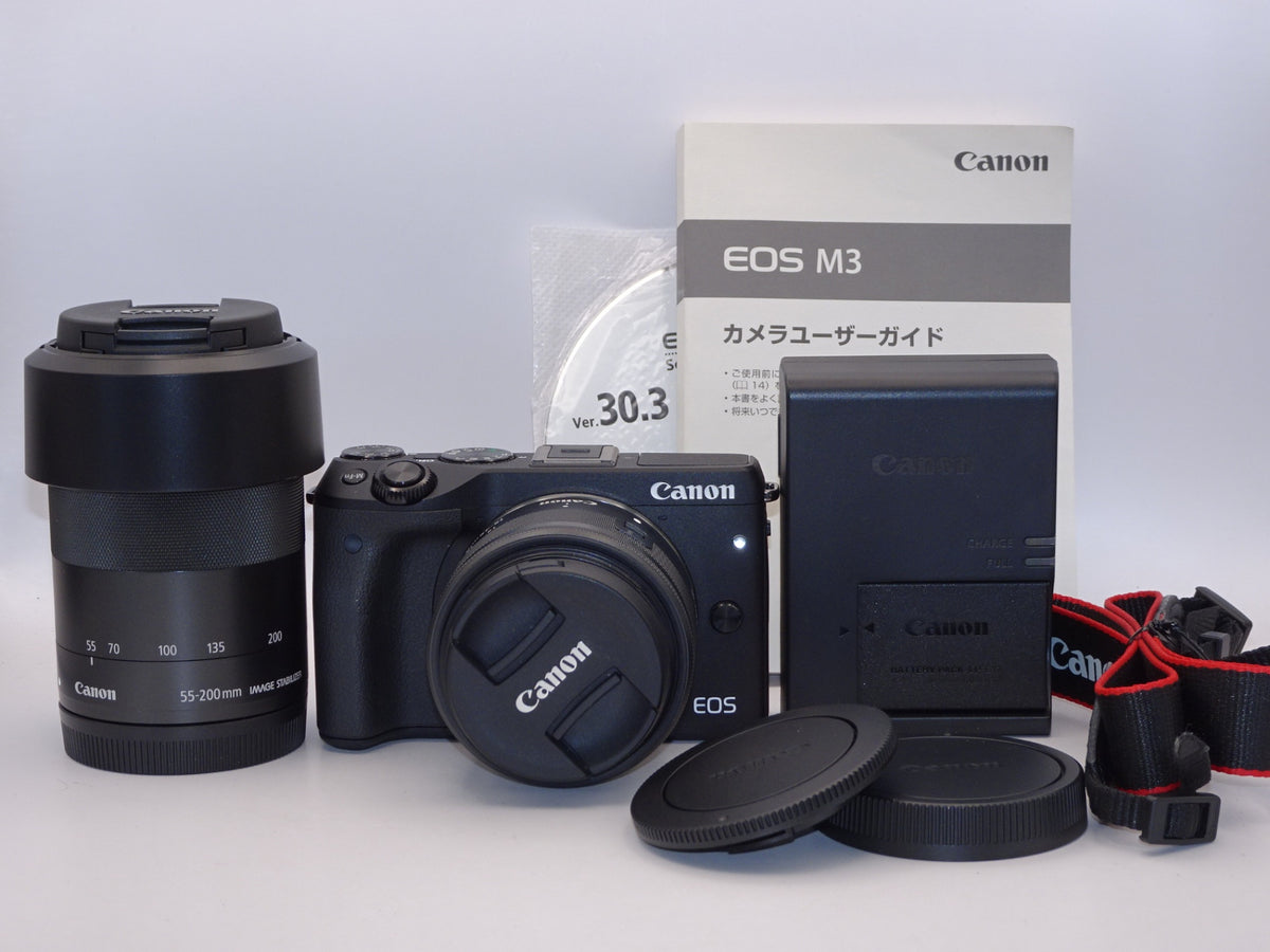 【外観特上級】Canon ミラーレス一眼カメラ EOS M3 ダブルズームキット ブラック