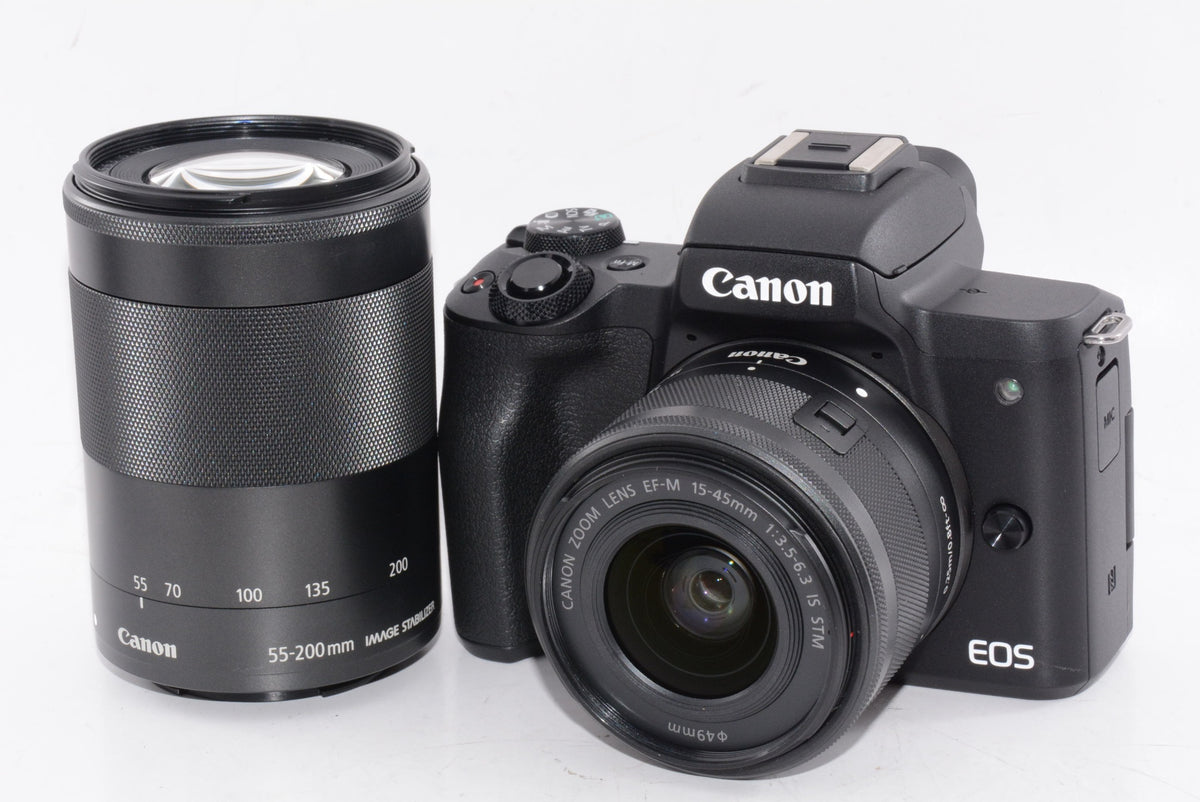 【外観特上級】Canon ミラーレス一眼カメラ EOS Kiss M ダブルズームキット ブラック