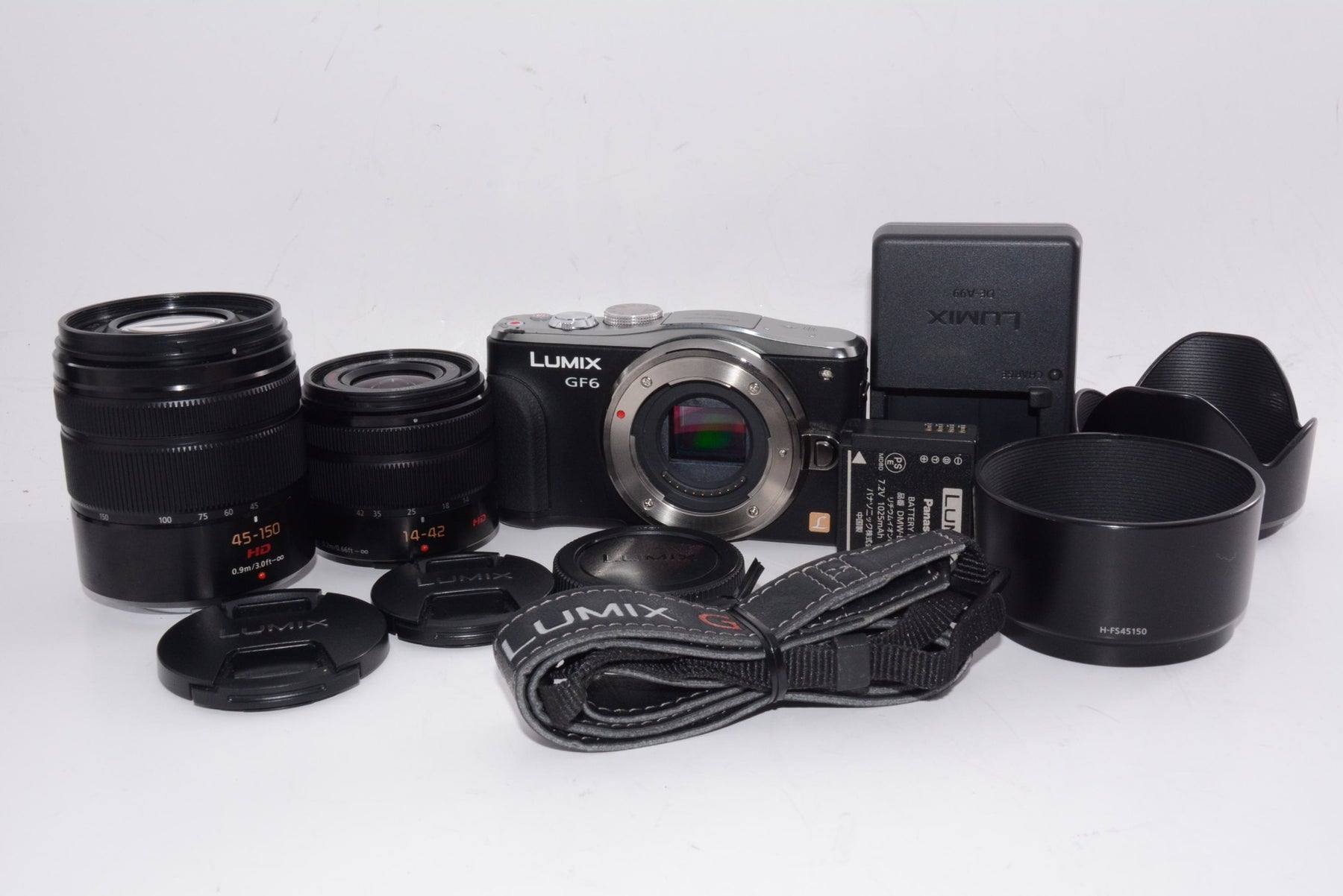 【外観並級】パナソニック ルミックス ミラーレス一眼カメラ GF6 ダブルズームレンズキット ブラック DMC-GF6W-K