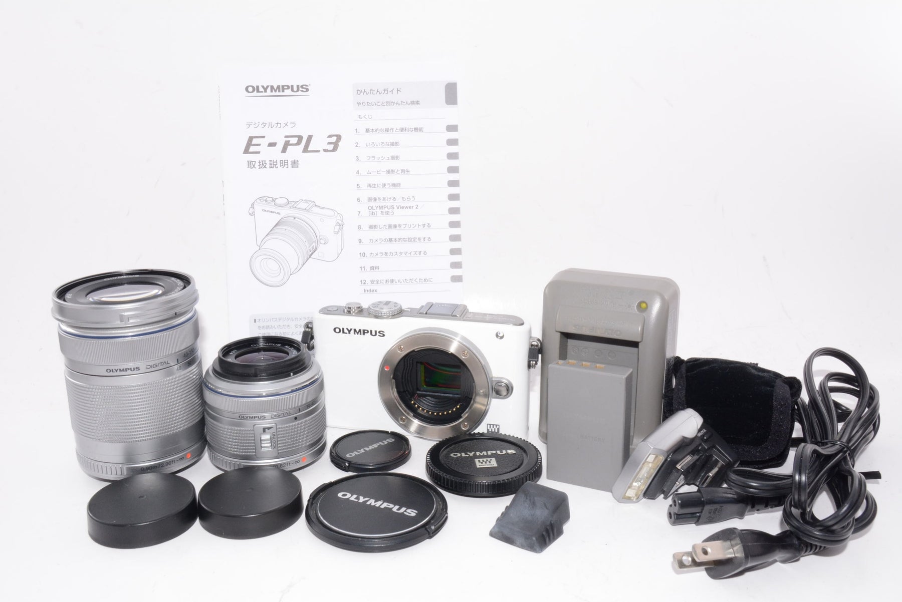 【外観並級】OLYMPUS ミラーレス一眼 PEN Lite E-PL3 ダブルズームキット シルバー E-PL3 DZKIT SLV