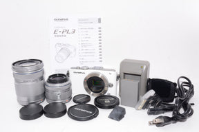 【外観並級】OLYMPUS ミラーレス一眼 PEN Lite E-PL3 ダブルズームキット シルバー E-PL3 DZKIT SLV