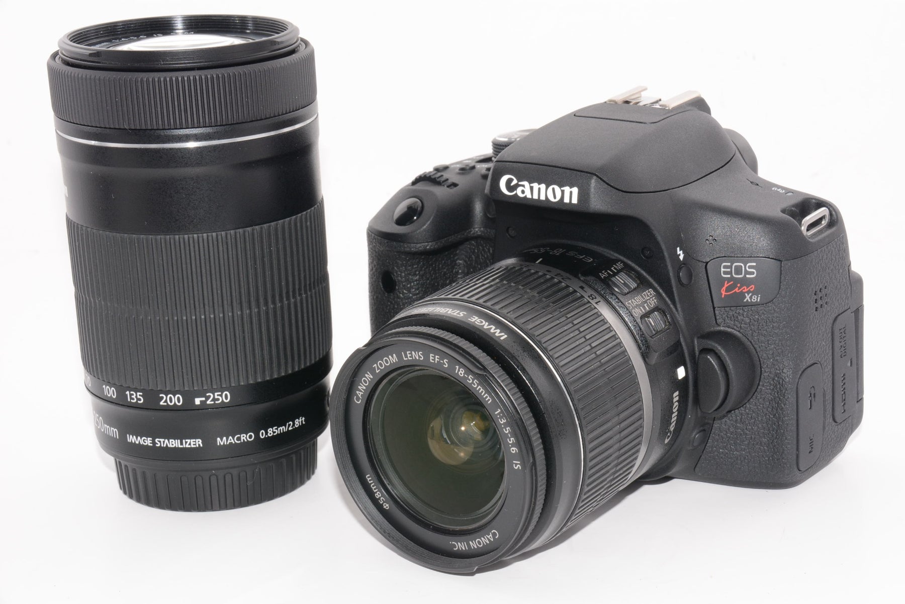 【外観並級】Canon デジタル一眼レフカメラ EOS Kiss X8i ダブルズームキット EF-S18-55mm/EF-S55-250mm 付属 EOSKISSX8I-WKIT