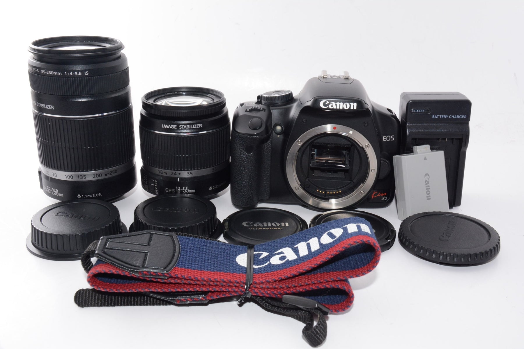 【外観並級】Canon デジタル一眼レフカメラ EOS Kiss X2 ダブルズームキット
