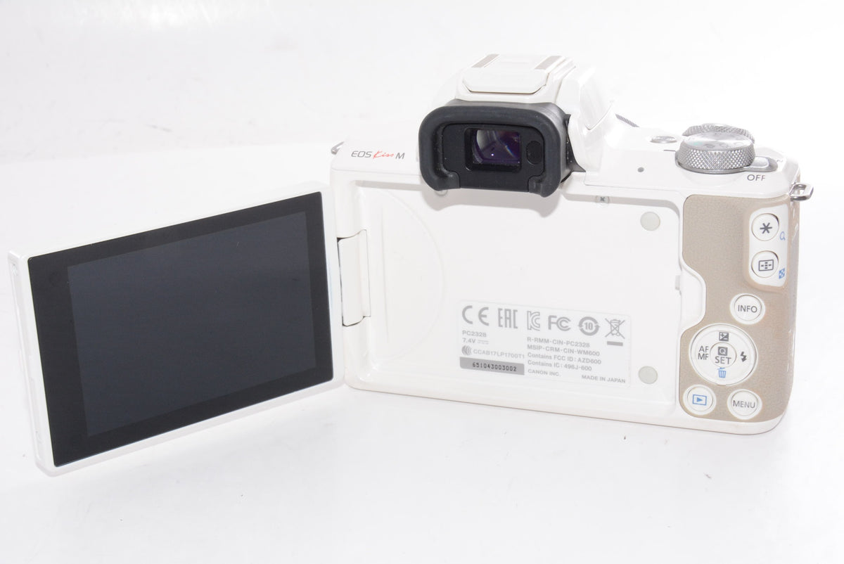 【外観並級】Canon ミラーレス一眼カメラ EOS Kiss M ダブルズームキット ホワイト EOSKISSMWH-WZK
