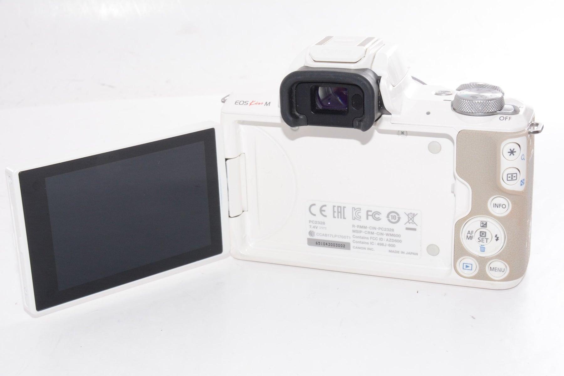 【外観並級】Canon ミラーレス一眼カメラ EOS Kiss M ダブルズームキット ホワイト EOSKISSMWH-WZK