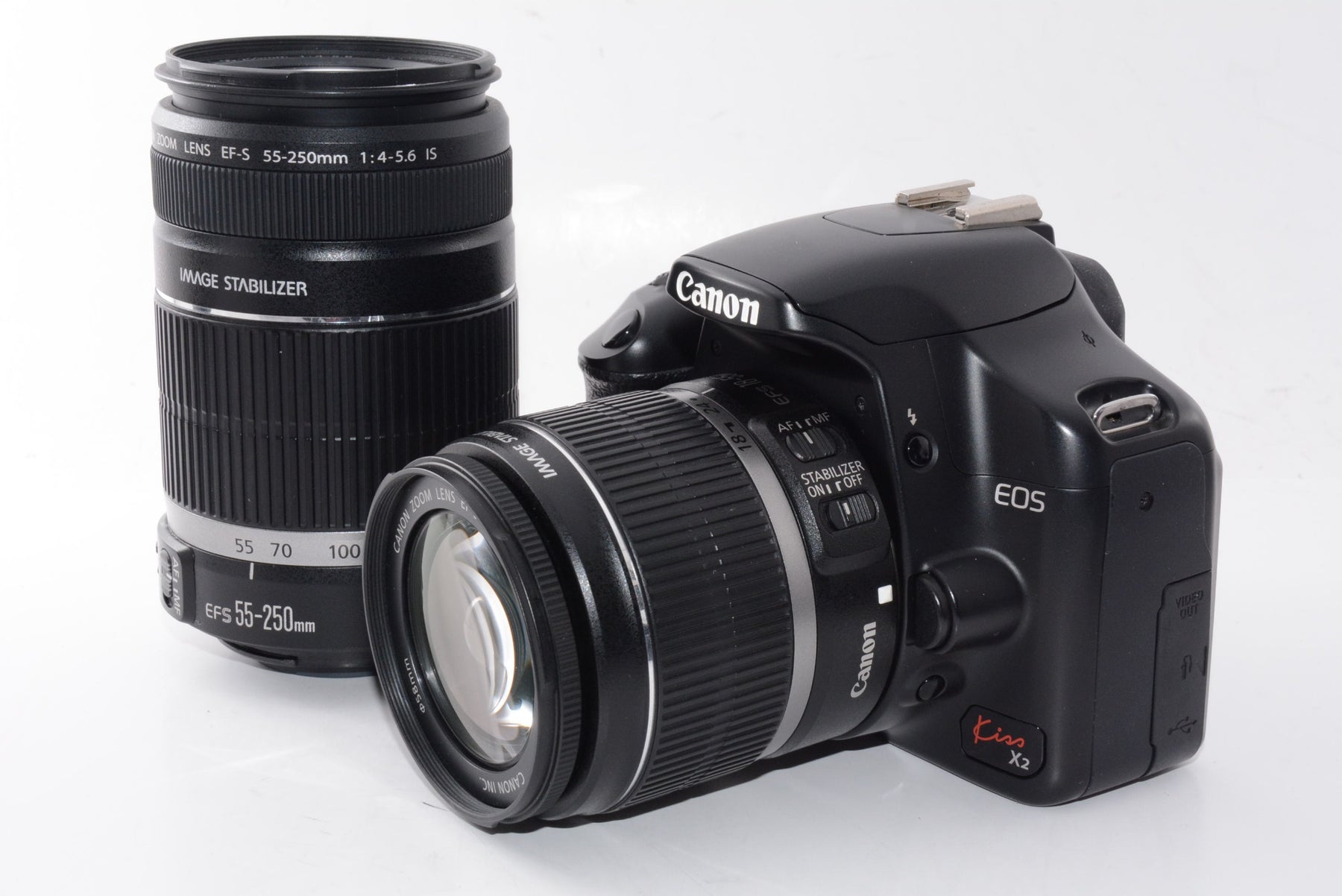 【外観並級】Canon デジタル一眼レフカメラ EOS Kiss X2 ダブルズームキット
