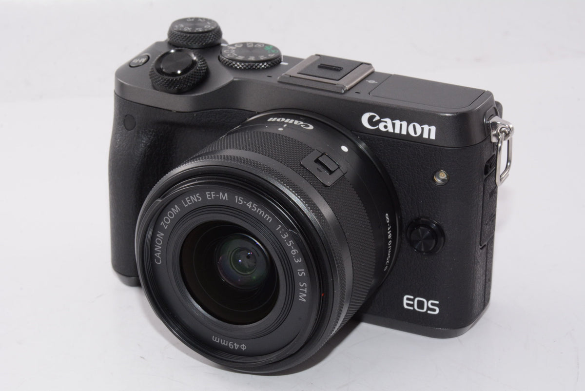 【外観特上級】Canon ミラーレス一眼カメラ EOS M6 レンズキット(ブラック) EF-M15-45mm F3.5-6.3 IS STM 付属 EOSM6BK-1545ISSTMLK