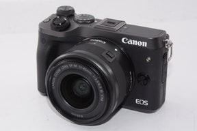 【外観特上級】Canon ミラーレス一眼カメラ EOS M6 レンズキット(ブラック) EF-M15-45mm F3.5-6.3 IS STM 付属 EOSM6BK-1545ISSTMLK