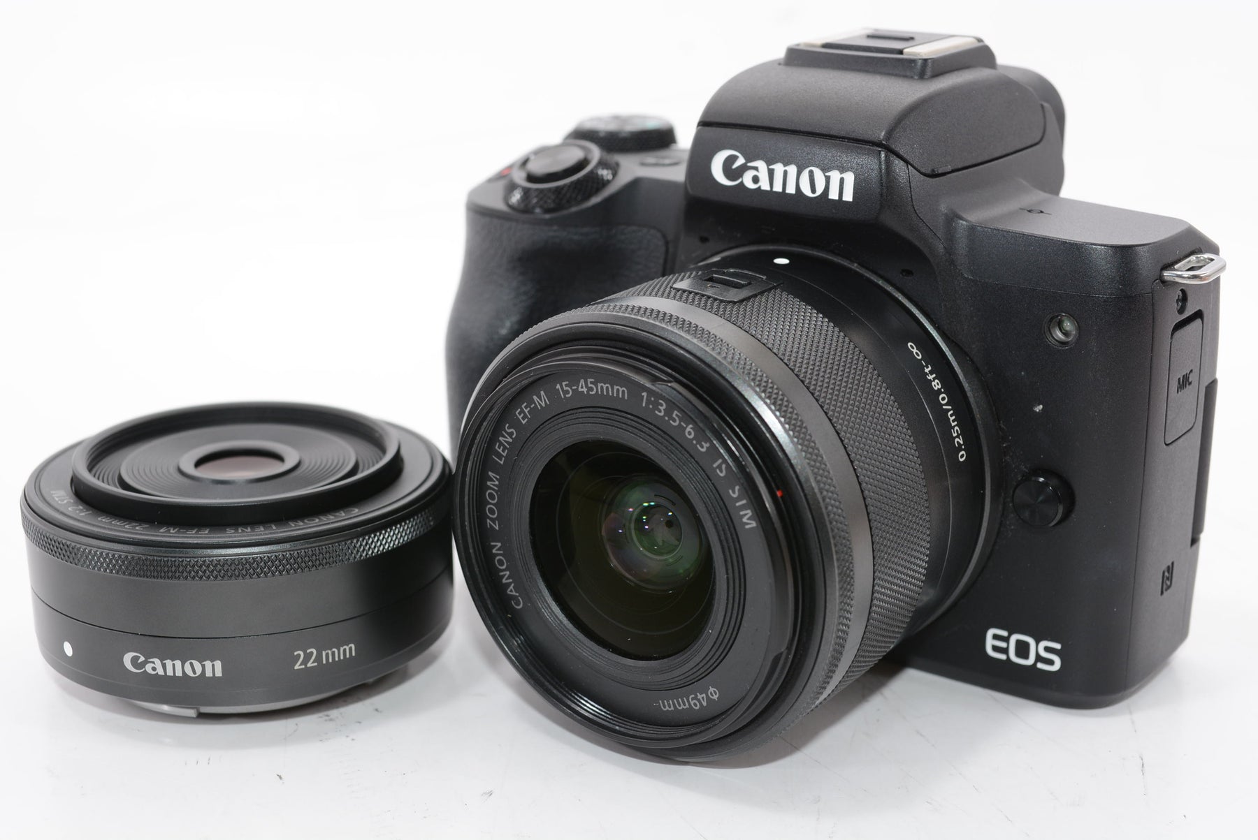 【外観特上級】Canon ミラーレス一眼カメラ EOS Kiss M ダブルレンズキット ブラック EOSKISSMBK-WLK