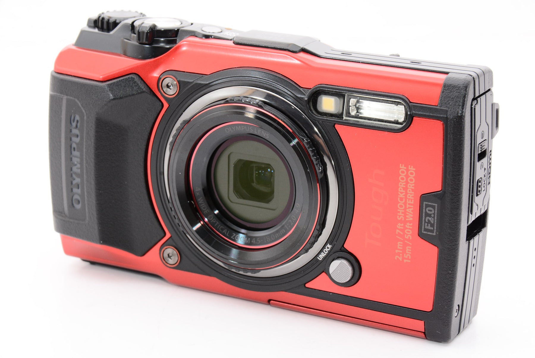【外観特上級】OLYMPUS デジタルカメラ Tough TG-6 レッド 1200万画素CMOS F2.0 15m 防水 100kgf耐荷重 GPS  内蔵Wi-Fi TG-6RED