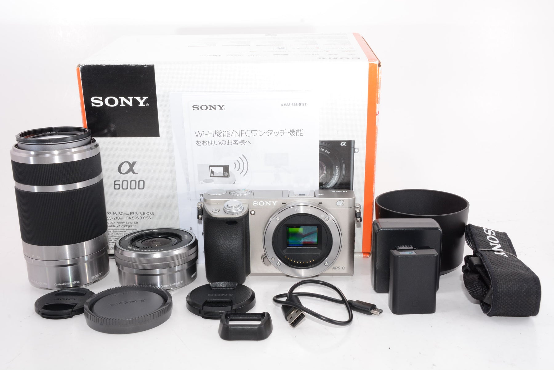 【外観特上級】SONY ミラーレス一眼 α6000 ダブルズームレンズキット E PZ 16-50mm F3.5-5.6 OSS + E 55-210mm F4.5-6.3 OSS シルバー ILCE-6000Y S