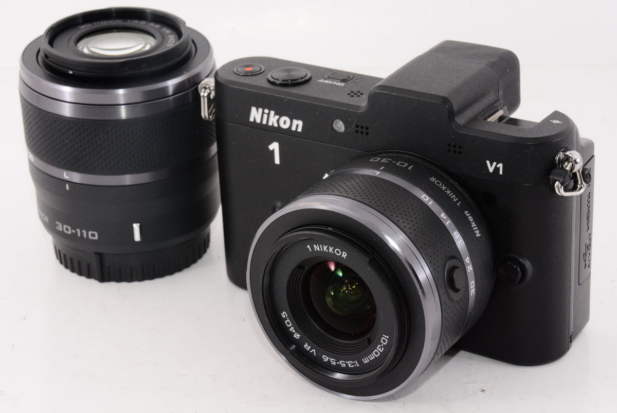 【外観特上級】Nikon ミラーレス一眼カメラ Nikon 1 (ニコンワン) V1 (ブイワン) ダブルズームキット ブラック N1 V1WZ BK