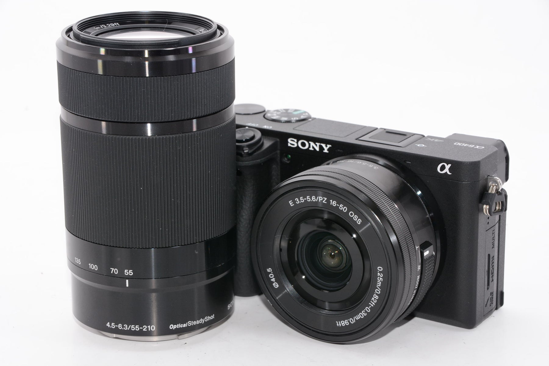 【ほぼ新品】ソニー ミラーレス一眼 α6400 ダブルズームレンズキット SELP1650 F3.5-5.6+SEL55210 F4.5-6.3 SEL55210 ブラック ILCE-6400Y B