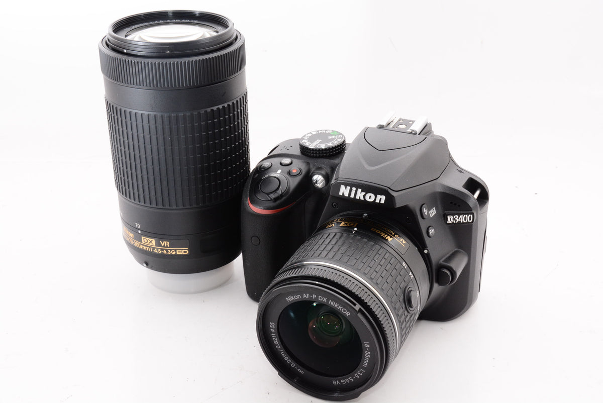 【外観特上級】Nikon デジタル一眼レフカメラ D3400 ダブルズームキット ブラック D3400WZBK