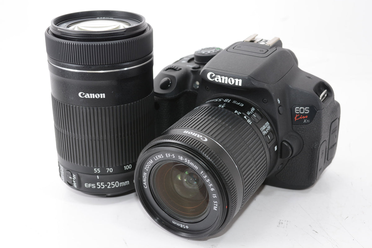 【外観特上級】Canon デジタル一眼レフカメラ EOS Kiss X7i ダブルズームキット EF-S18-55 IS STM/EF-S55-250 IS STM付属 KISSX7I-WKIT