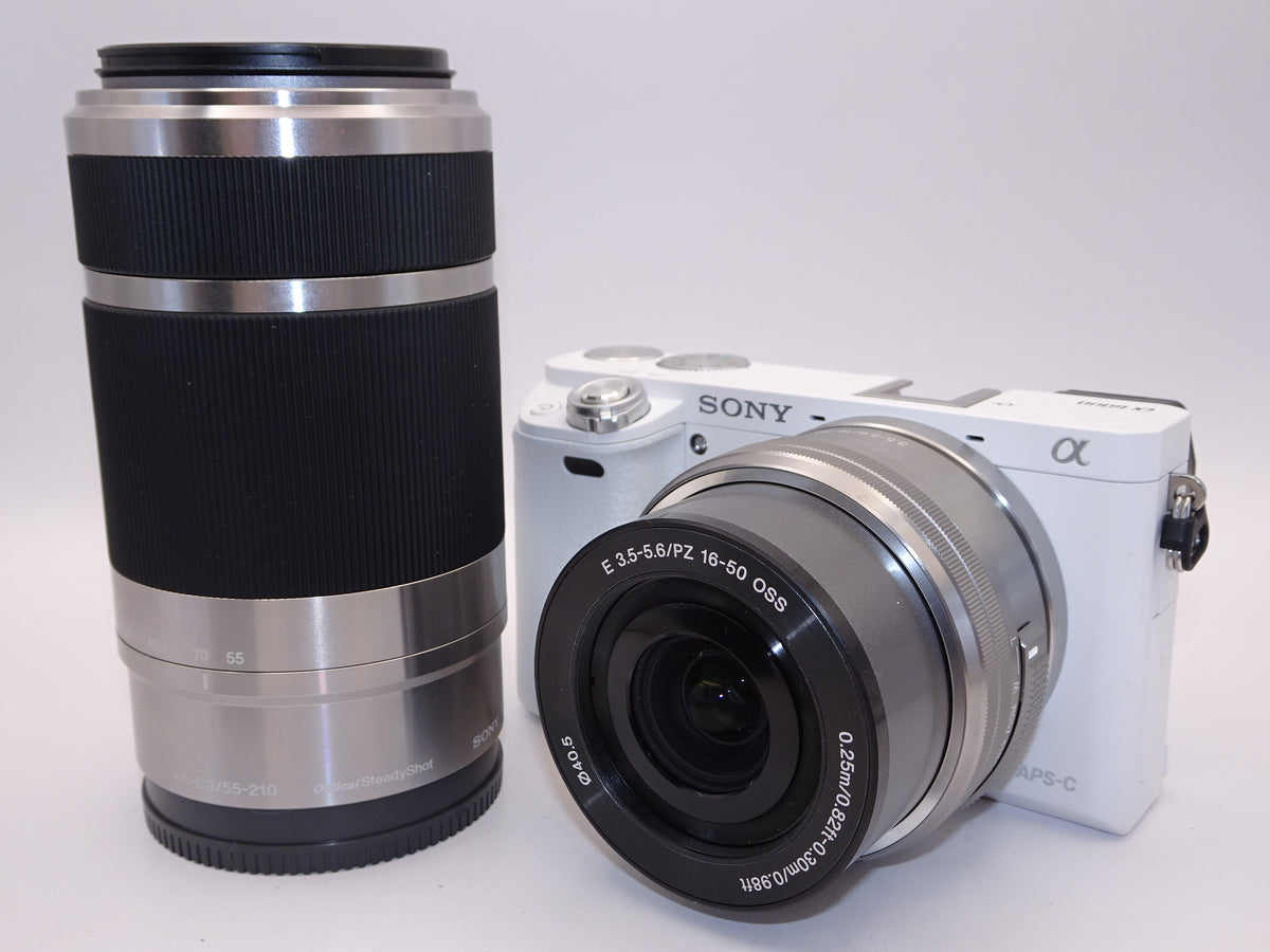 【外観特上級】SONY α6000 ダブルズームレンズキット E PZ 16-50mm F3.5-5.6 OSS + E 55-210mm F4.5-6.3  ホワイト