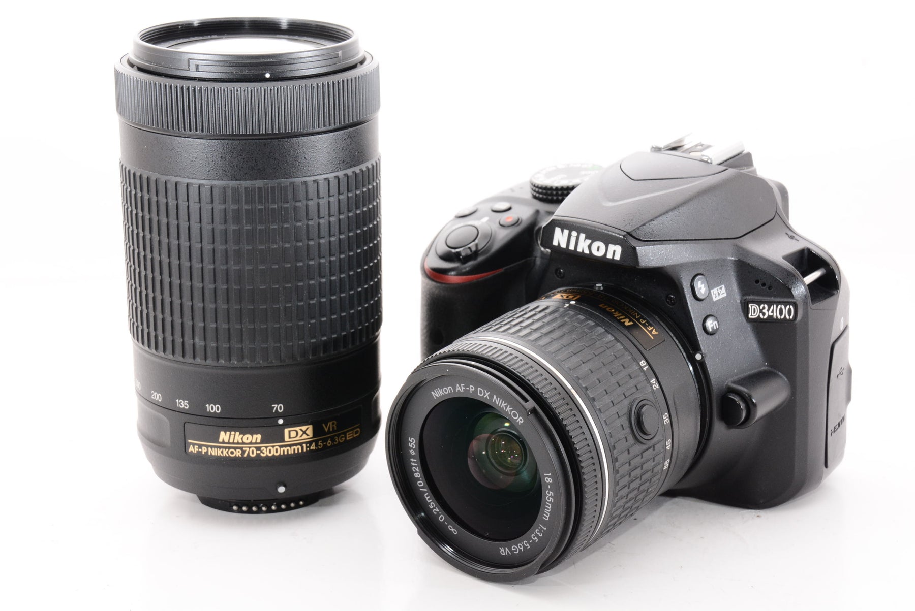 【外観特上級】Nikon デジタル一眼レフカメラ D3400 ダブルズームキット ブラック D3400WZBK