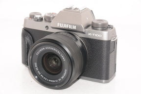 【外観特上級】FUJIFILM ミラーレス一眼 X-T100レンズキット ダークシルバー X-T100LK-DS