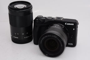 【外観特上級】Canon ミラーレス一眼カメラ EOS M3 ダブルズームキット(ブラック) EF-M18-55mm F3.5-5.6 IS STM EF-M55-200mm F4.5-6.3 IS STM 付属 EOSM3BK-WZK