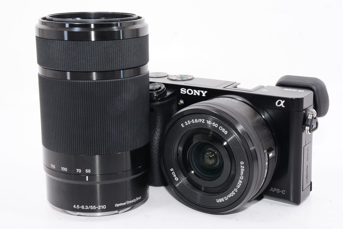 【外観特上級】SONY ミラーレス一眼 α6000 ダブルズームレンズキット E PZ 16-50mm F3.5-5.6 OSS + E 55-210mm F4.5-6.3 OSS ブラック ILCE-6000Y B