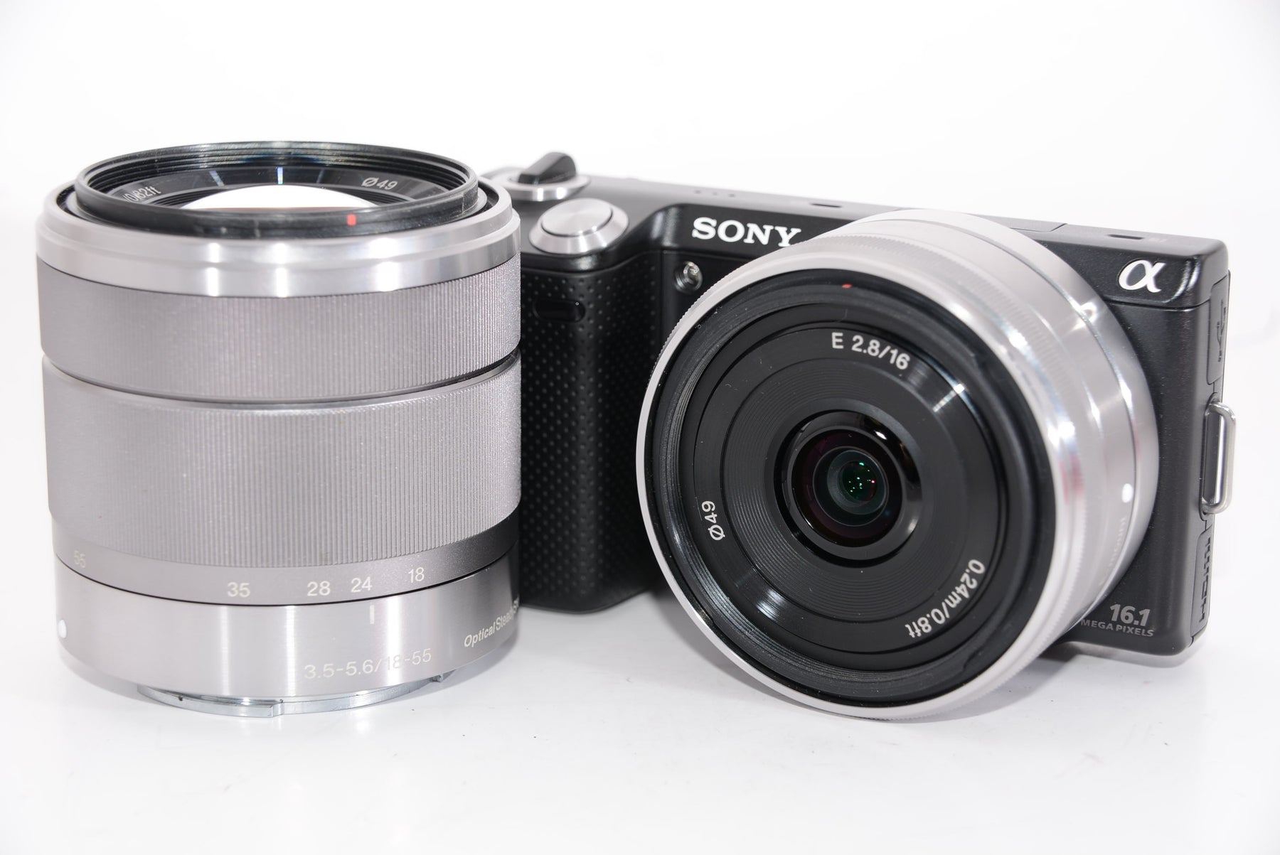 【外観特上級】ソニー SONY ミラーレス一眼 α NEX-5N ダブルレンズキット E 16mm F2.8+E 18-55mm F3.5-5.6 OSS付属 ブラック NEX-5ND/B