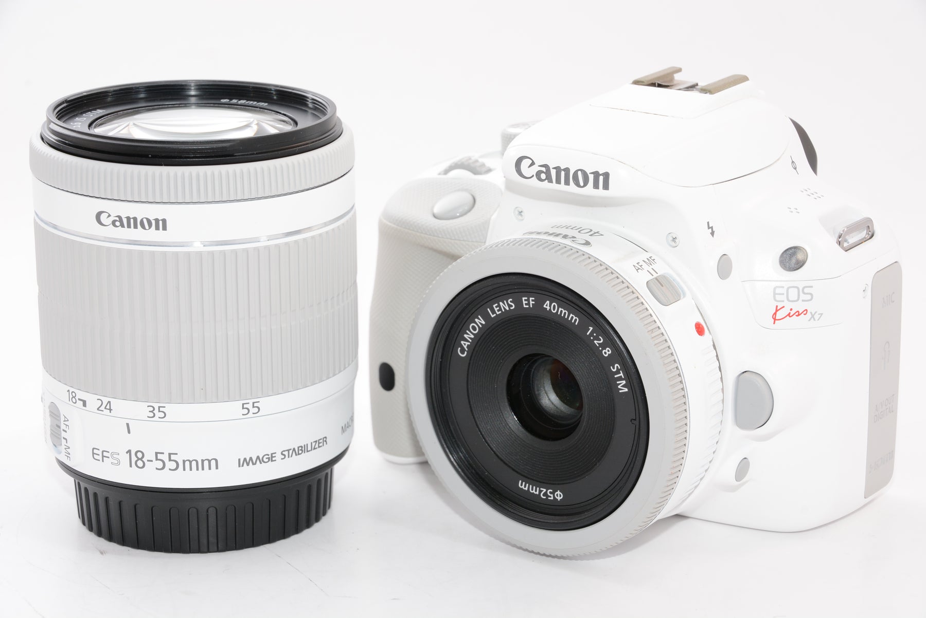 外観特上級】Canon デジタル一眼レフカメラ EOS Kiss X7(ホワイト) ダブルレンズキット2 EF-S18-55mm F3.5
