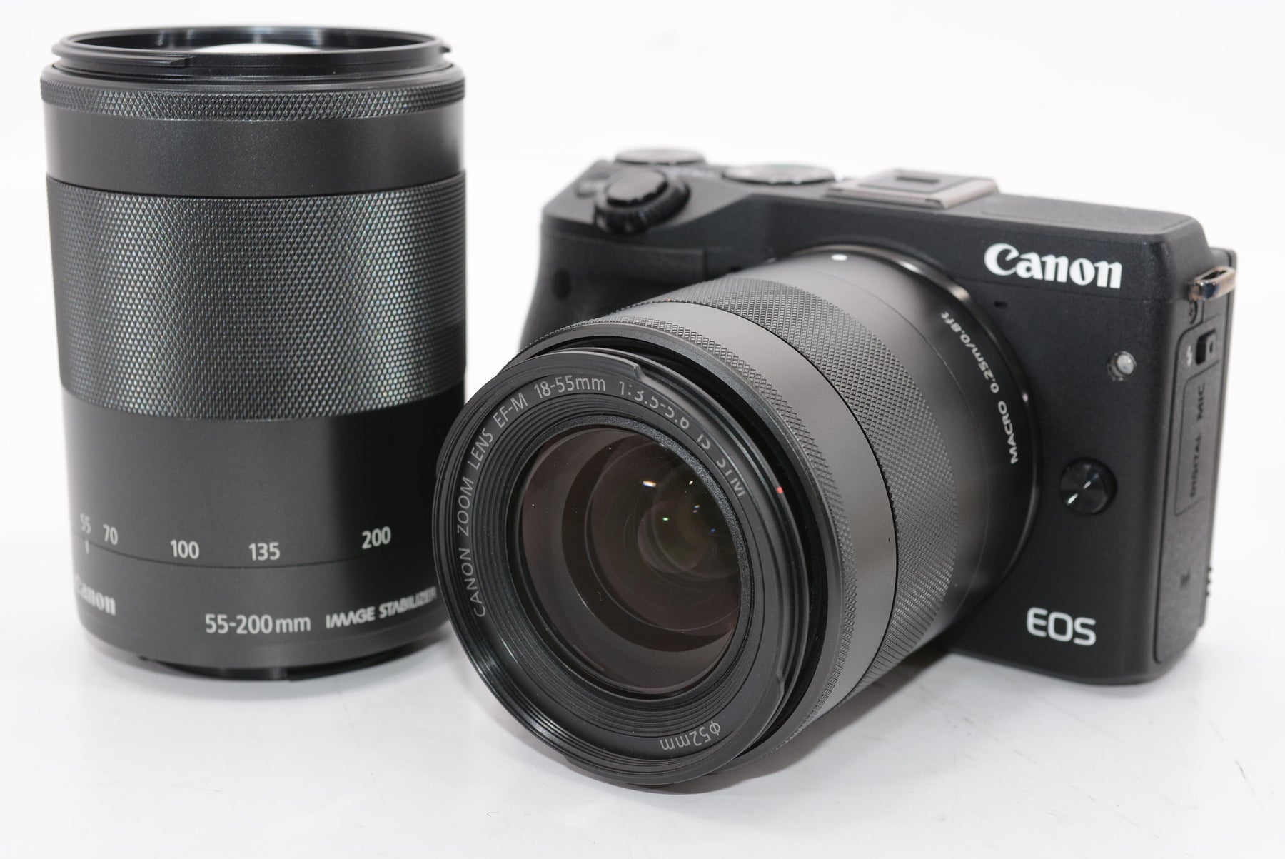 【外観特上級】Canon ミラーレス一眼カメラ EOS M3 ダブルズームキット(ブラック) EF-M18-55mm F3.5-5.6 IS STM EF-M55-200mm F4.5-6.3 IS STM 付属 EOSM3BK-WZK