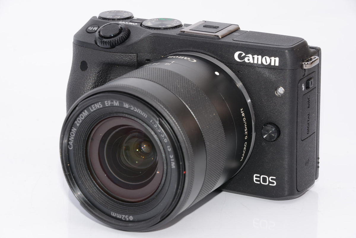 【外観特上級】Canon ミラーレス一眼カメラ EOS M3 レンズキット(ブラック) EF-M18-55mm F3.5-5.6 IS STM 付属 EOSM3BK-1855ISSTMLK