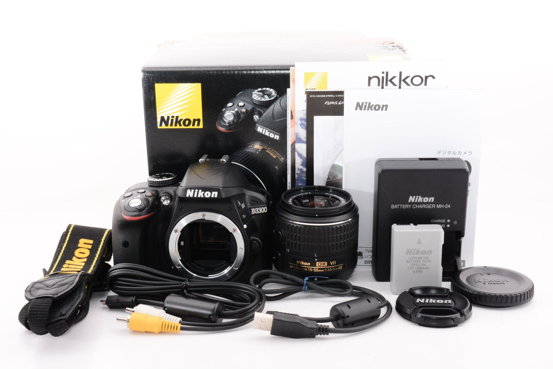 【外観特上級】Nikon デジタル一眼レフカメラ D3300 18-55 VR IIレンズキット ブラック D3300LKBK