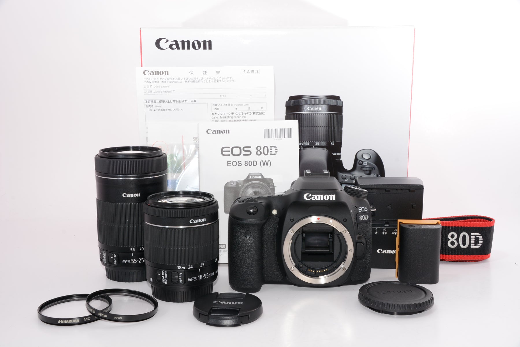 【外観特上級】Canon デジタル一眼レフカメラ EOS 80D ダブルズームキット EF-S18-55 IS STM/EF-S55-250 IS STM付属 EOS80D-WKIT