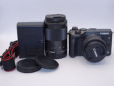 【外観特上級】Canon ミラーレス一眼カメラ EOS M6 ダブルズームキット(ブラック) EF-M15-45mm/EF-M55-200mm 付属 EOSM6BK-WZK